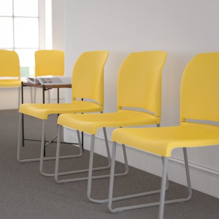 FLASH FURNITURE Yellow Plastic Stack Chair RUT-238A-YL-GG